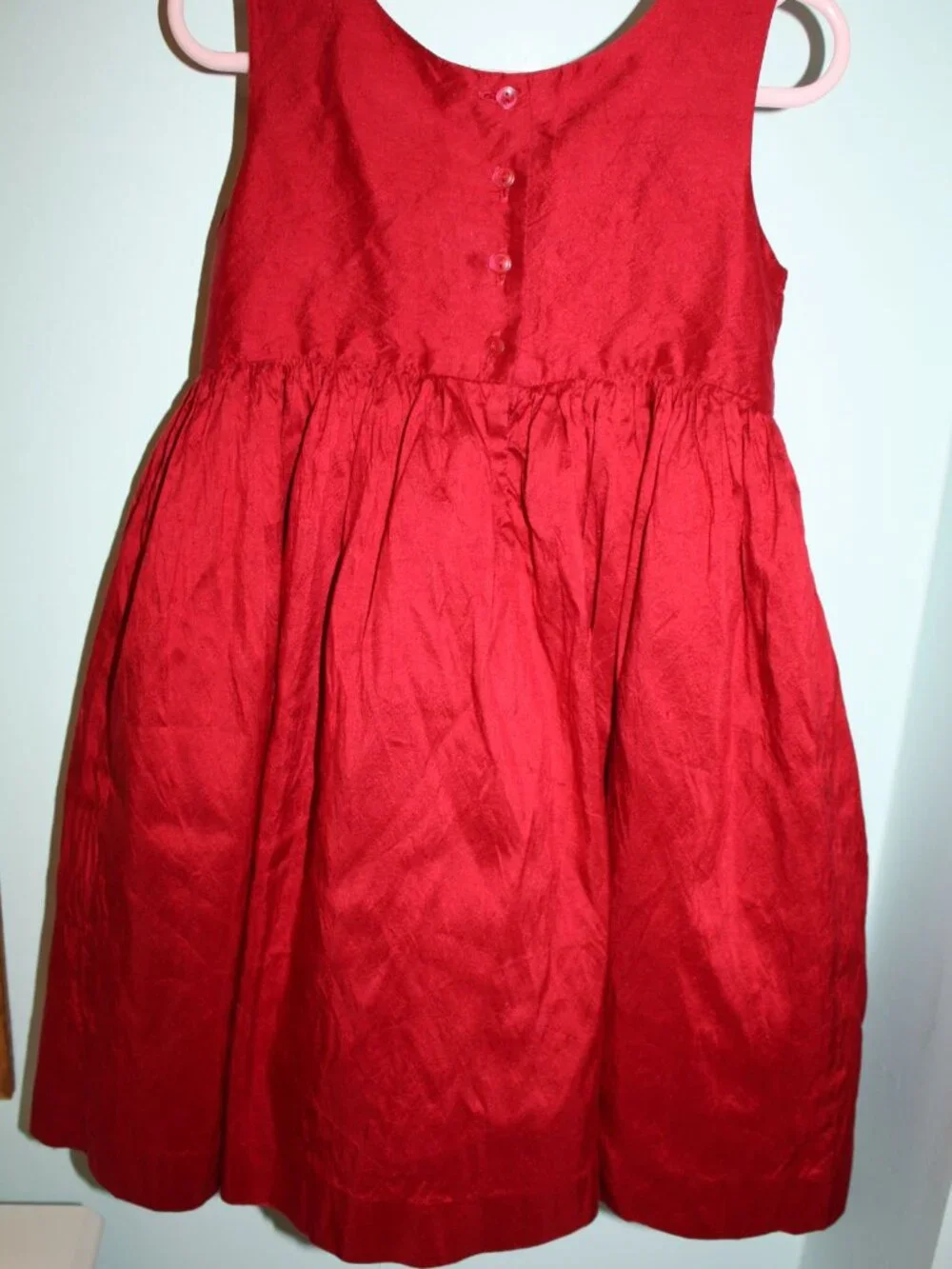 Janie and Jack Size 4 Pretty In Plaid Enchanted Rose Red Silk Duppioni Dress